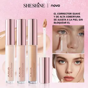 SHESHINE NOVO-Corrector Líquido Alta Cobertura - 5 Tonos Disponibles, Larga Duración, Fórmula Oil-Free - Ideal para Ojeras y Manchas