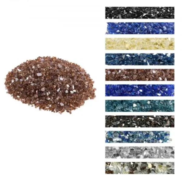 Vevor FHBLFGSGHBL191LMJ001V0 Tempered Fire Glass - 10 lbs Heat Resistant Fire Rocks - 0.25 in. Reflective Glow Smokeless Burn Stones for Fireplace, Firepit, Landscaping (Copper)