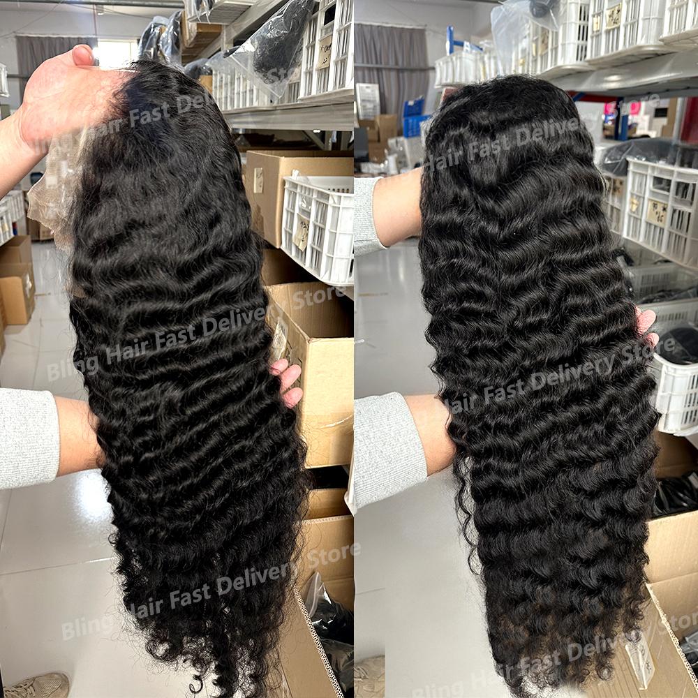 Bling Hair 180 Density 13x4/6 Hd Lace Frontal Wigs Brazilian 34 36 Inch Deep Wave Curly Real Hair Wigs 13x4 Glueless Drawstring Deep Wave Wig For Black Women Preplucked  TikTokShopHolidayHaul