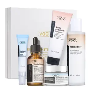 VGO 5-Steps Skincare Set for Daily use - Cleanser, Toner, Serum, Eye Cream, Moisturizer for Hydration