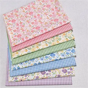 8Pcs Pre-Cut Cotton Fat Quarter Fabric Bundle(18×22in/46×56cm), Floral & Checkered Multi-Color Patchwork Cloth, Soft Quilting Squares for DIY Sewing, Scrapbooking, Patchwork Crafts & Handmade Ornament Projects