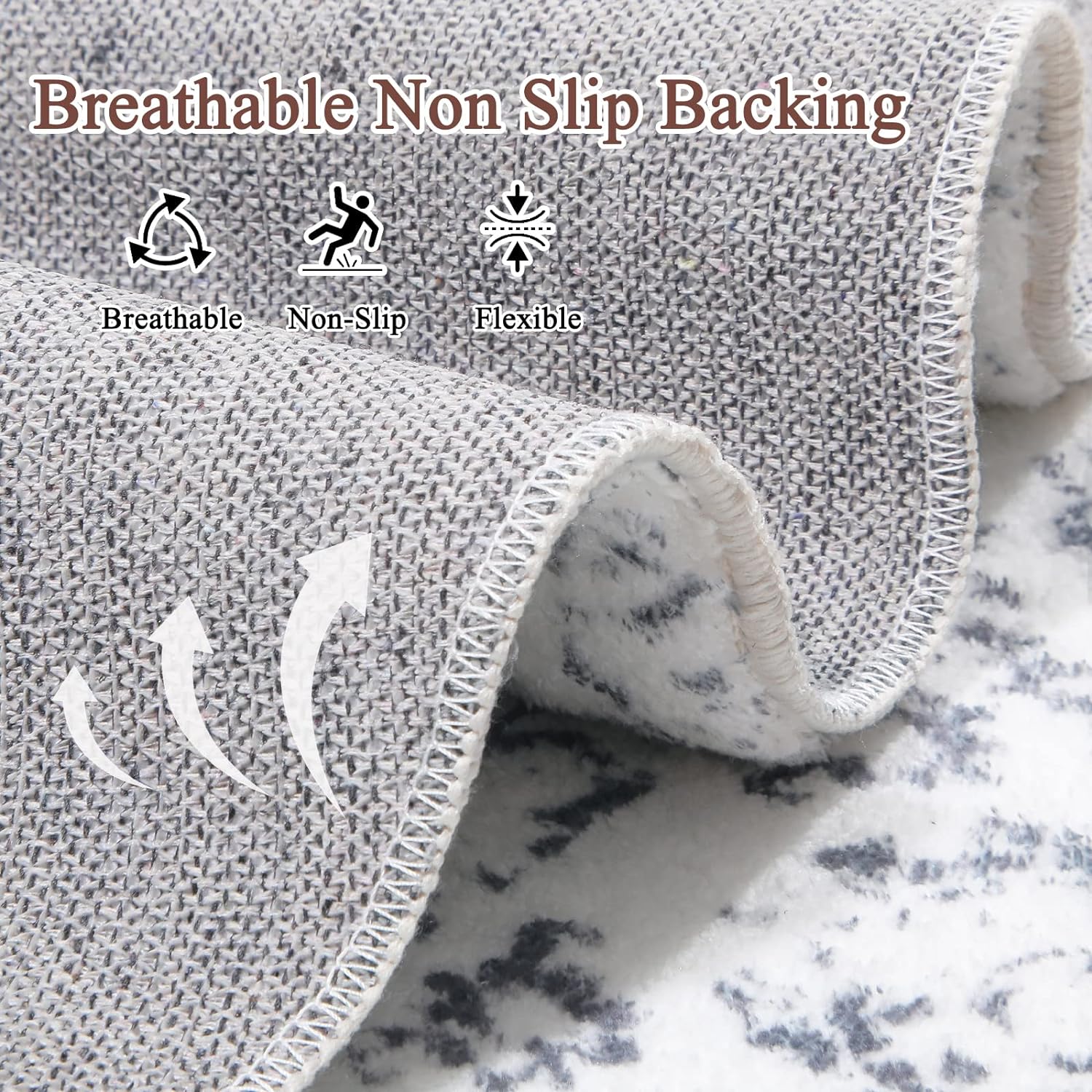 LOKHOM Vintage Non-Slip Floor Runner Rug Soft Farmhouse Medallion Rug Washable Easy to Clean Rugs for Hallway Kitchen Bedroom Entryway Laundry Room 0.4-inch Thick Premium Faux Wool Ultra Soft Resilient Against Wear and Tear Stain-Resistant