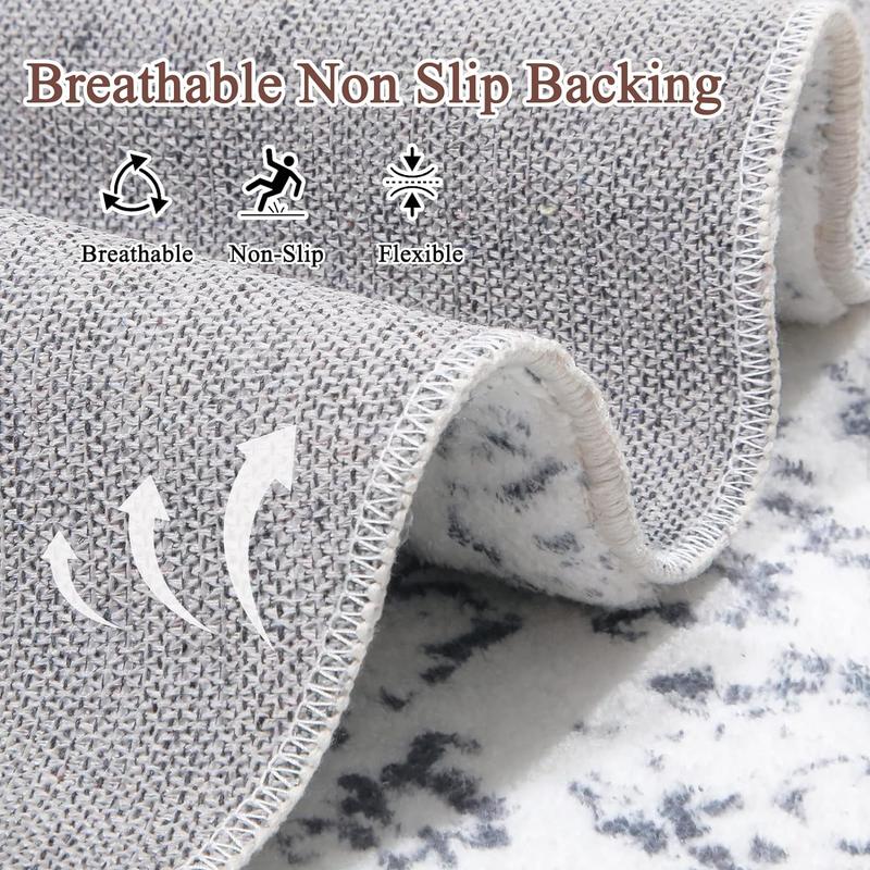 【TikTokShopHolidayHaul】Vintage Non-Slip Floor Runner Rug Soft Farmhouse Medallion Rug Washable Easy to Clean Rugs for Hallway Kitchen Bedroom Entryway Laundry Room 0.4-inch Thick Premium Faux Wool Ultra Soft Resilient Against Wear and Tear Stain-Resistant