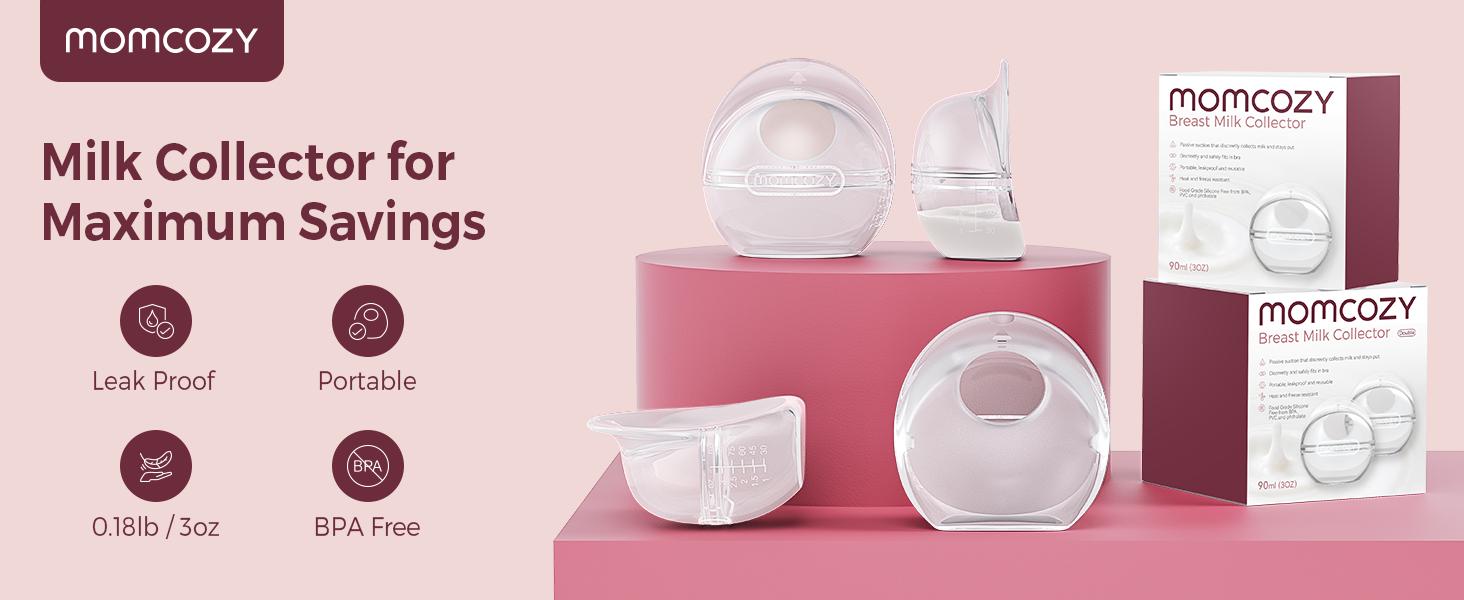 Momcozy Breast Milk Collector, Milk Collectors for Breastfeeding, Reusable Breast Milk Shells, Silicone Catcher with More Fit & Soft