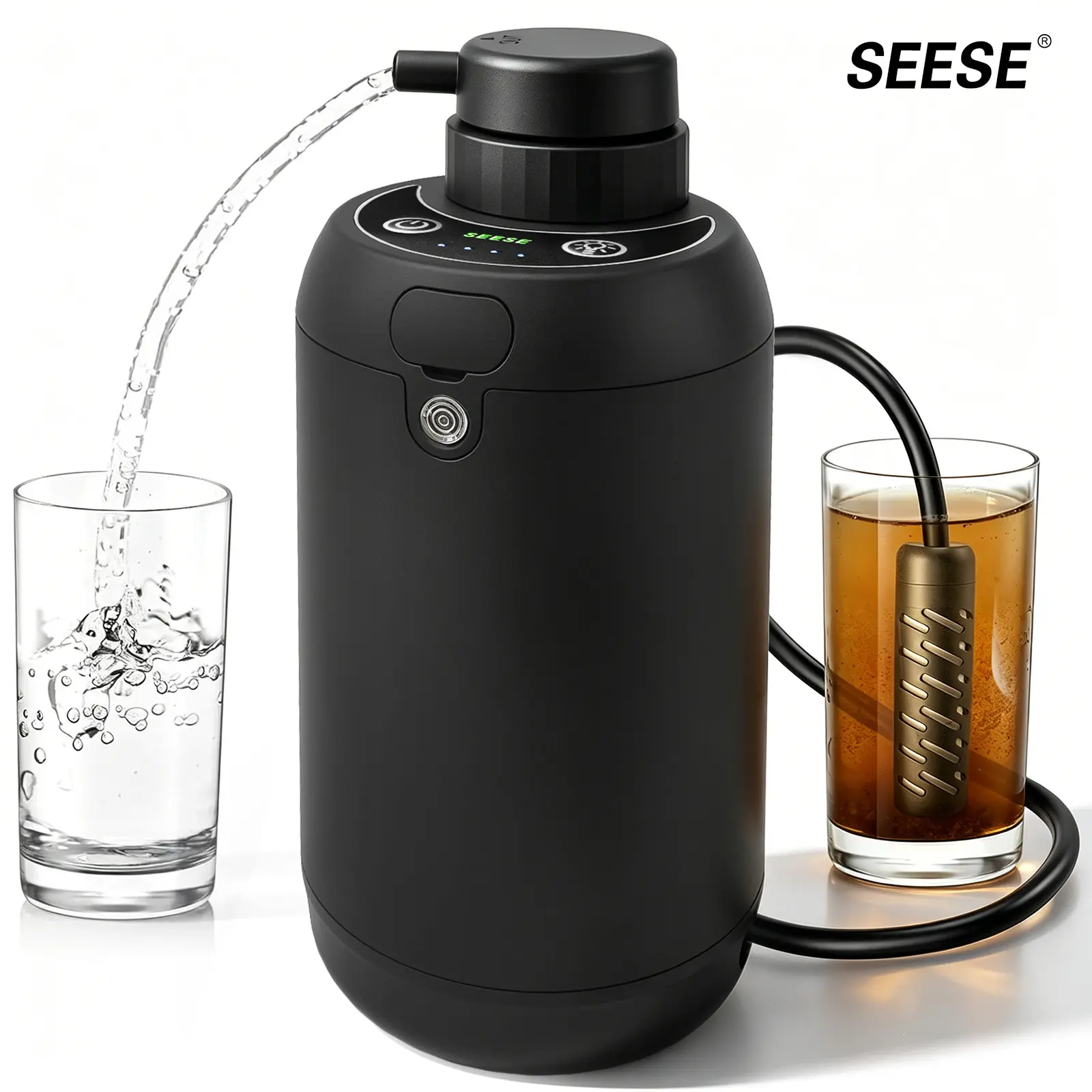 SEESE Portable Camping Water Purifier,Electric 5-Stage 0.01-Micron Filter Filtration,BPA-Free with SOS Light -Ideal Camping Essentials for Camping, Hiking and Emergency Preparedness