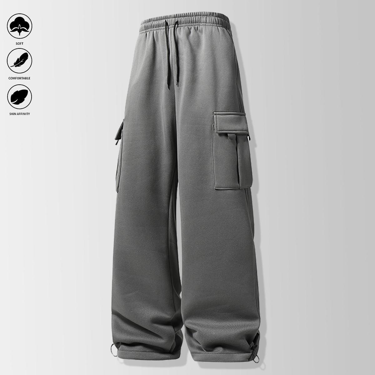 Men's Oversized Jogger Pants, All-Season Casual Streetwear & Athletic Pants with Pockets for Gym, Jogging, Casual Attire - Solid Color Loose-Fit Trousers, Relaxed Fit for Men & Teens, Versatile for Outdoor Activities & Style