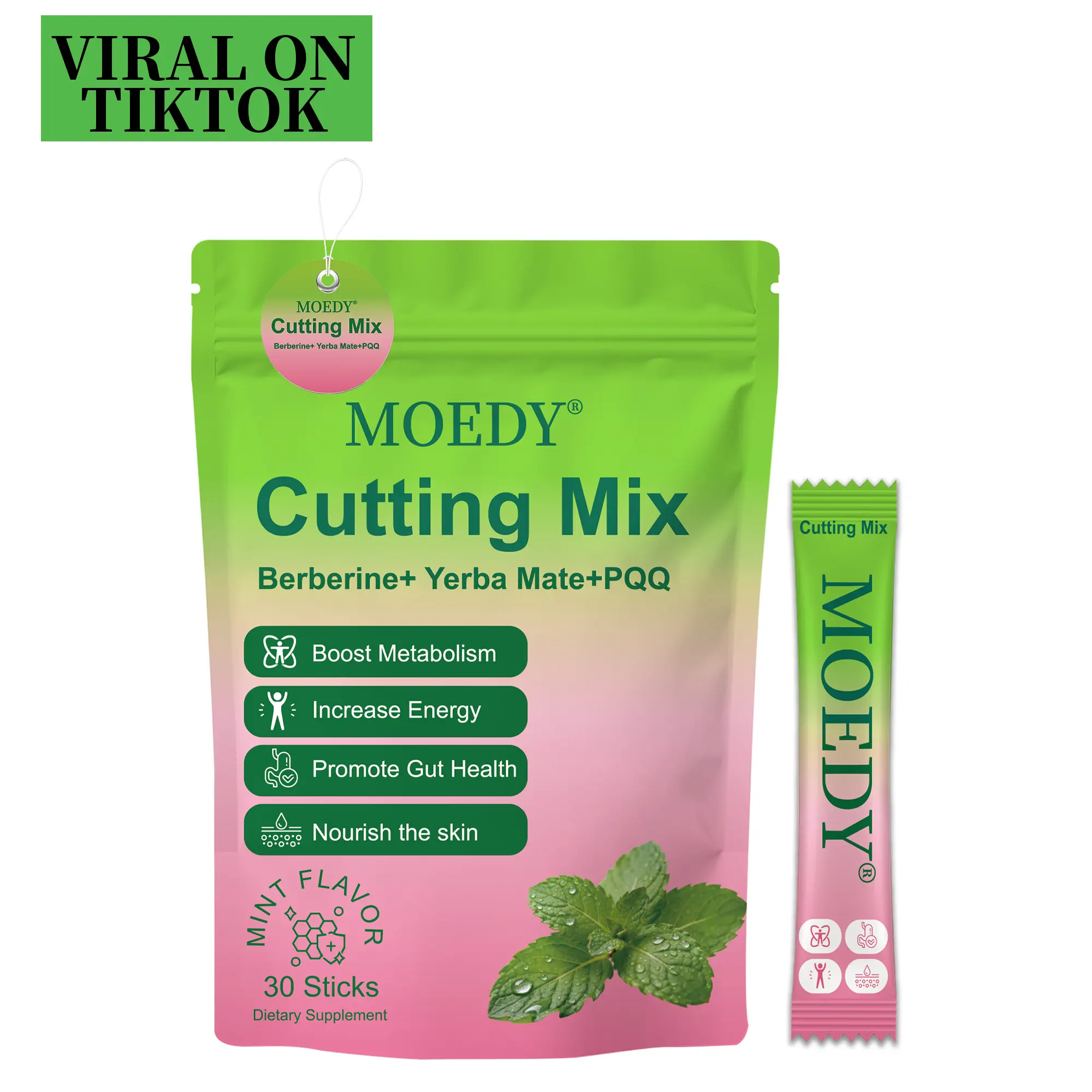 MOEDY Enhanced Formula—Powdered Drink for Clearing Abdominal and Intestinal Deposits—Contains Berberine, Chromium, 5-HTP, Yerba Mate, and Magnesium; Refreshing Summer Mint Flavor—30 Servings, Advanced Dietary Supplement, Dietary Blend, Edible Dietary Supp