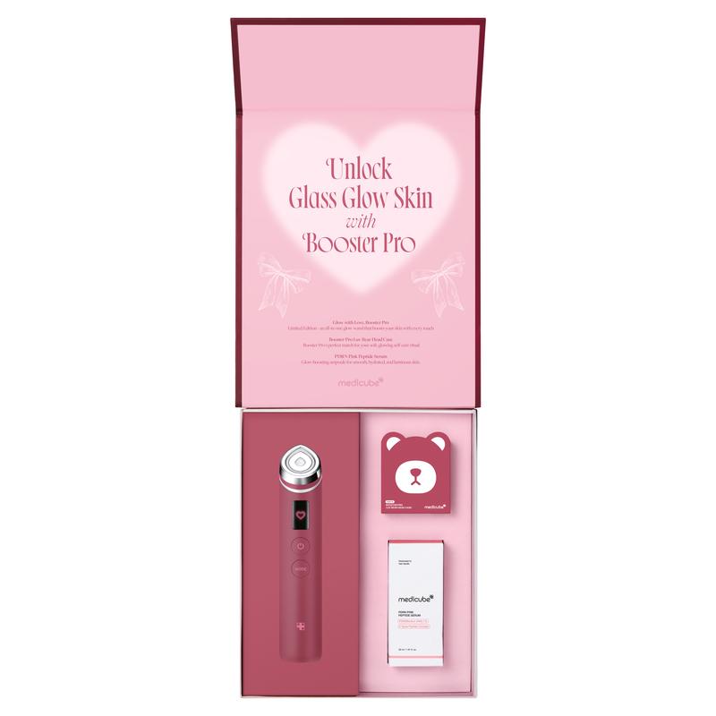 [NEW] [medicube] Booster Pro Love Bear Valentine's Day Special Edition Gift Box  |  K-beauty Viral Glass Glow Device + Salmon PDRN Pink Peptide Serum