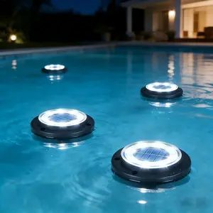 ISUNMEA Solar Lights Outdoor - Solar Powered Ground Lights Outdoor Solar Disk Light Waterproof Landscape Light for Patio Yard Pathway Walkway Driveway (Cool White, 8 Pack)