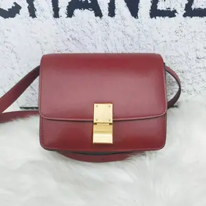 Pre-owned Celine Cowhide Shoulder Bags CLASSIC BOX Mini Red Calfskin Tofu Bag Crossbody