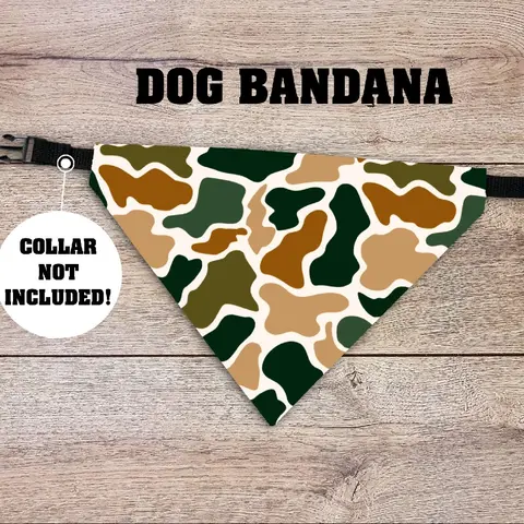 Duck Camo Dog Bandana - Over The Collar - COLLAR NOT INCLUDED! Camouflage, Hunting, Pet Accessories, Doggy, Puppy, Hunting, Outdoors, Western