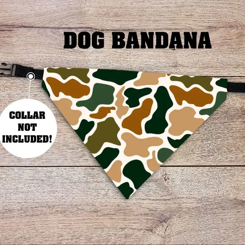 Duck Camo Dog Bandana - Over The Collar - COLLAR NOT INCLUDED! Camouflage, Hunting, Pet Accessories, Doggy, Puppy, Hunting, Outdoors, Western