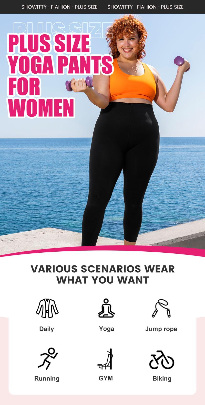 【Plus Size】SHOWITTY 3 Pack Plus Leggins with Pockets for Women, High Stretch High Waist Workout  Comfy Women's Yoga Pants, Basic breathable