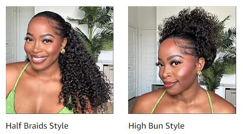 [3 In 1 Half Wig] Hot Star Kinky Curly Wear Go Glueless Wigs Human Hair Wigs for Women Drawstring Seamless Flip Headband Wig Beginner Friendly