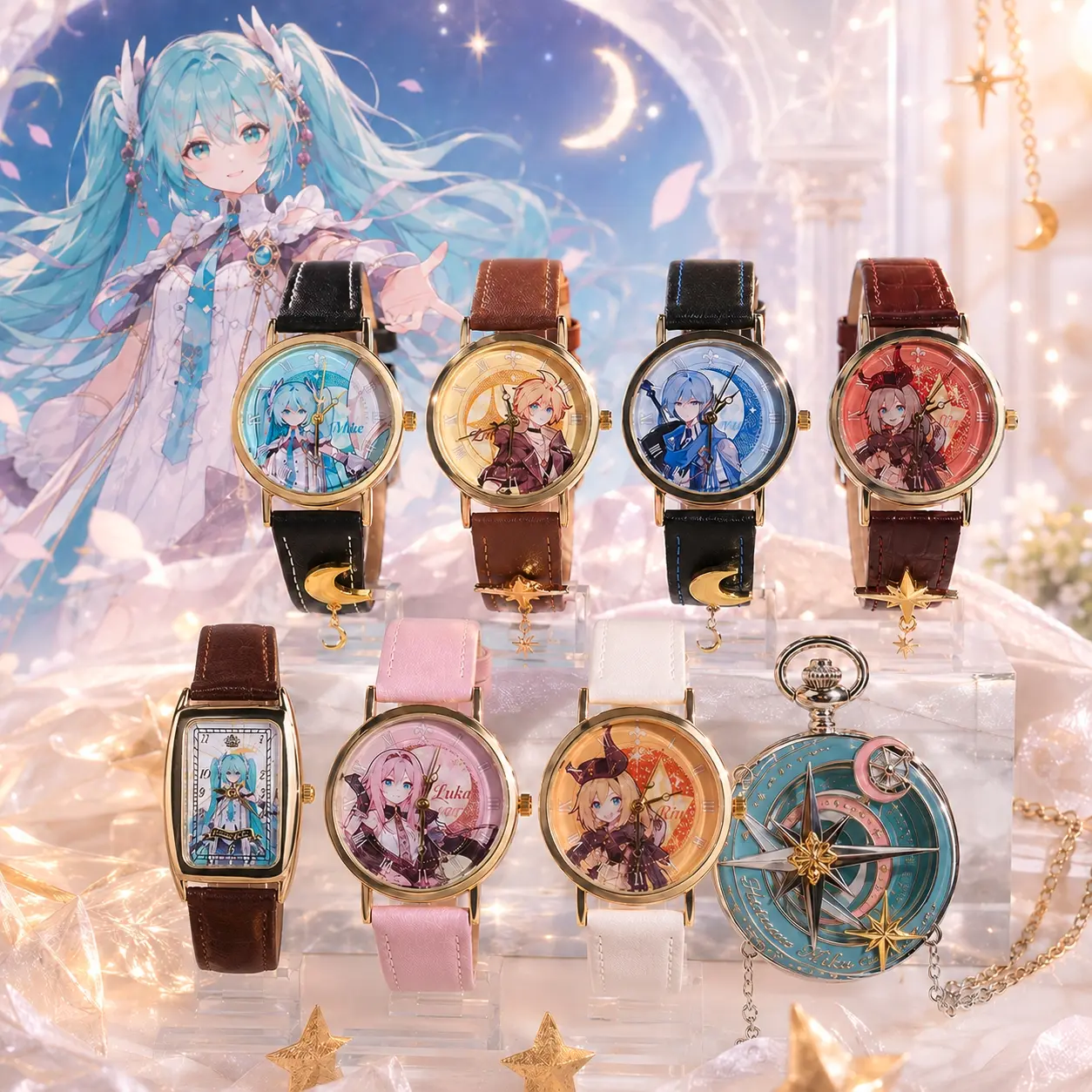 Miniso Collectibles, Hatsune Miku Star Moon Knight Series Blind Bag with Surprise Wristwatch - Cute Anime Random Pack Gift, Collectibles Blind Bag, Blind Bag Collectible