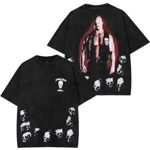 Stone Cold Steve Austin 3:16 Washed T-Shirt Wrestling Shirt WWE Fans WWE Tee Menswear Cotton Crewneck Premium American Made Acid Washed 100% Cotton Streetwear Oversized