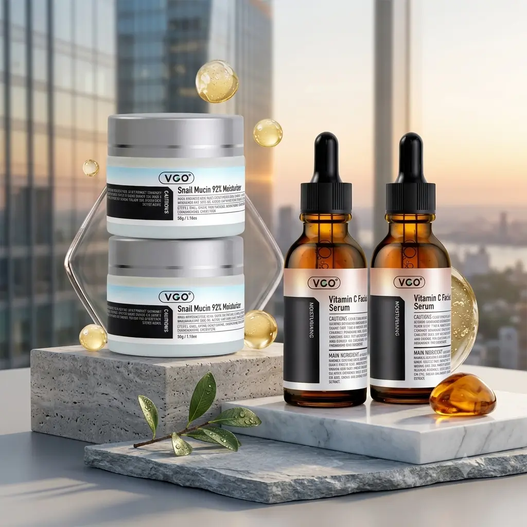 VGO Snail Cream & Facial Serum Set, Lightweight Daily Skincare Duo with Snail for Smooth Skin & Lasting Moisture, For All Skin Types, Blend