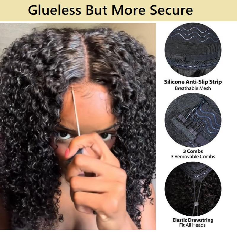 [Free Upgraded 7x6 Lace] MENGLLE 4C Baby Hair Kinky Curly 7x6 Pre Cut Lace Front Wig Wear and Go Glueless 200%/250% Density Human Hair Wigs Beginner Friendly#springfresh#GiftedInLove
