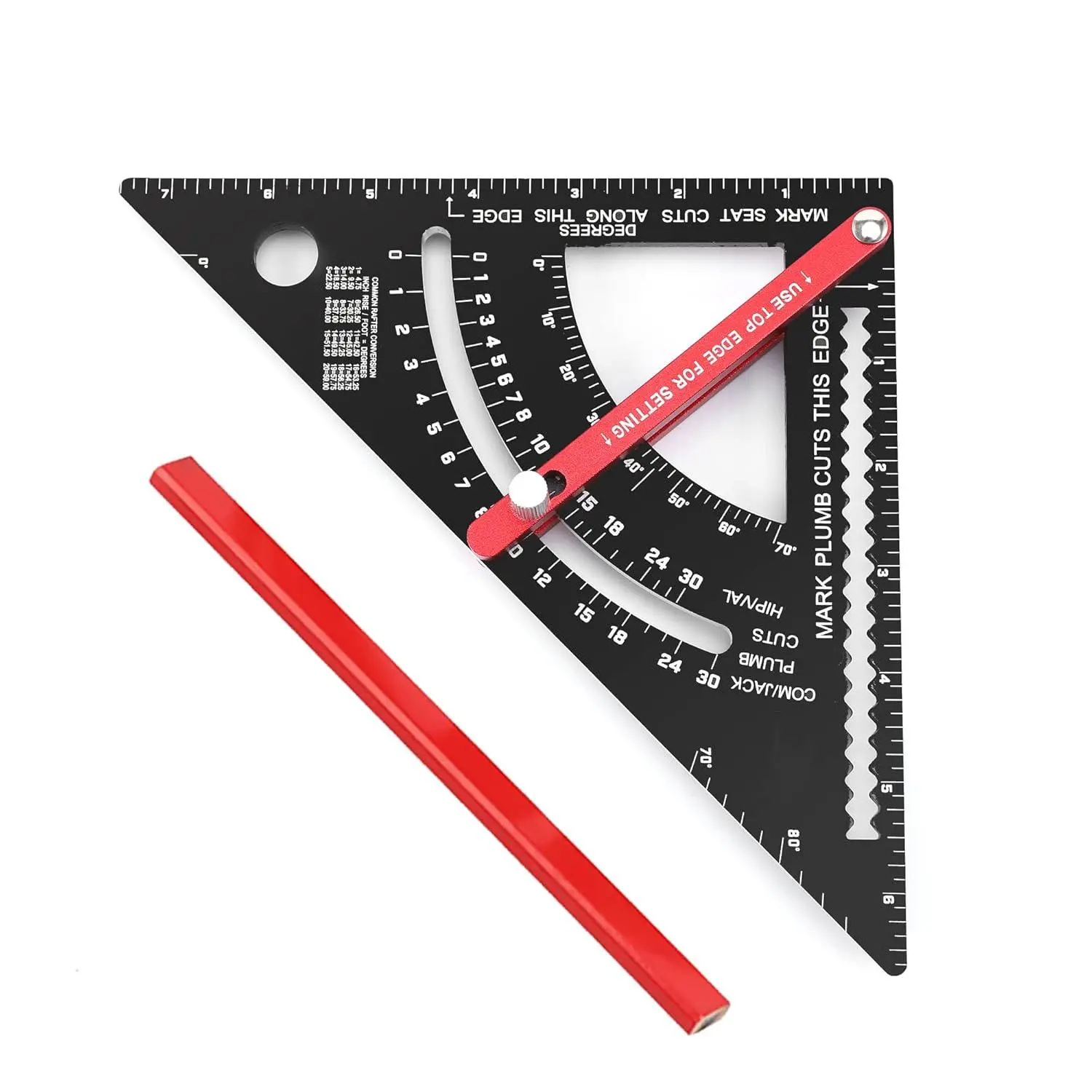 Carpenter's Square, 7-inch Woodworking Tool Frame Square, Carpenter's Tool with Pencil Combination Square, Adjustable Angle Triangle Ruler, Woodworking Measuring Tool