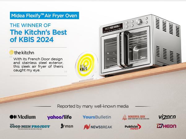 [2026 Kitchen Hack] Midea Flexify French Door Air Fryer Toaster Oven Combo 26.4 QT, Extra Large Countertop Air Fryer Oven 10-in-1 Combo 25% Faster Cooking & 90% Less Oil, Elegant Design Convection Fan, Gift of the Season
