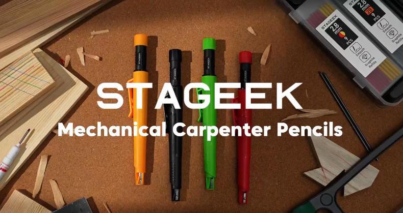 STAGEEK 3 Pack Carpenter Pencils with Sharpener, Mechanical Carpenter Pencils with 57 Refills, construction pencil heavy duty Woodworking Tools, Deep Hole Long Nib Marker Pens for Architect Marking STAGEEK 3 Pack Carpenter Pencils with Sharpener, Mechanical Carpenter Pencils with 57 Refills, construction pencil heavy duty Woodworking Tools, Deep Hole Long Nib Marker Pens for Architect Marking