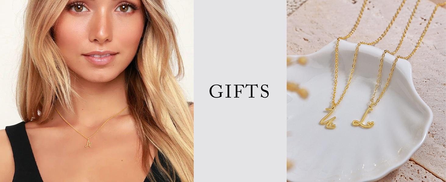 TEWIKY Initial Necklace For Women Dainty Letter Pendant Necklace Trendy Waterproof Simple Cute Necklaces Custom Personalized Monogram Choker For Summer For Valentineday