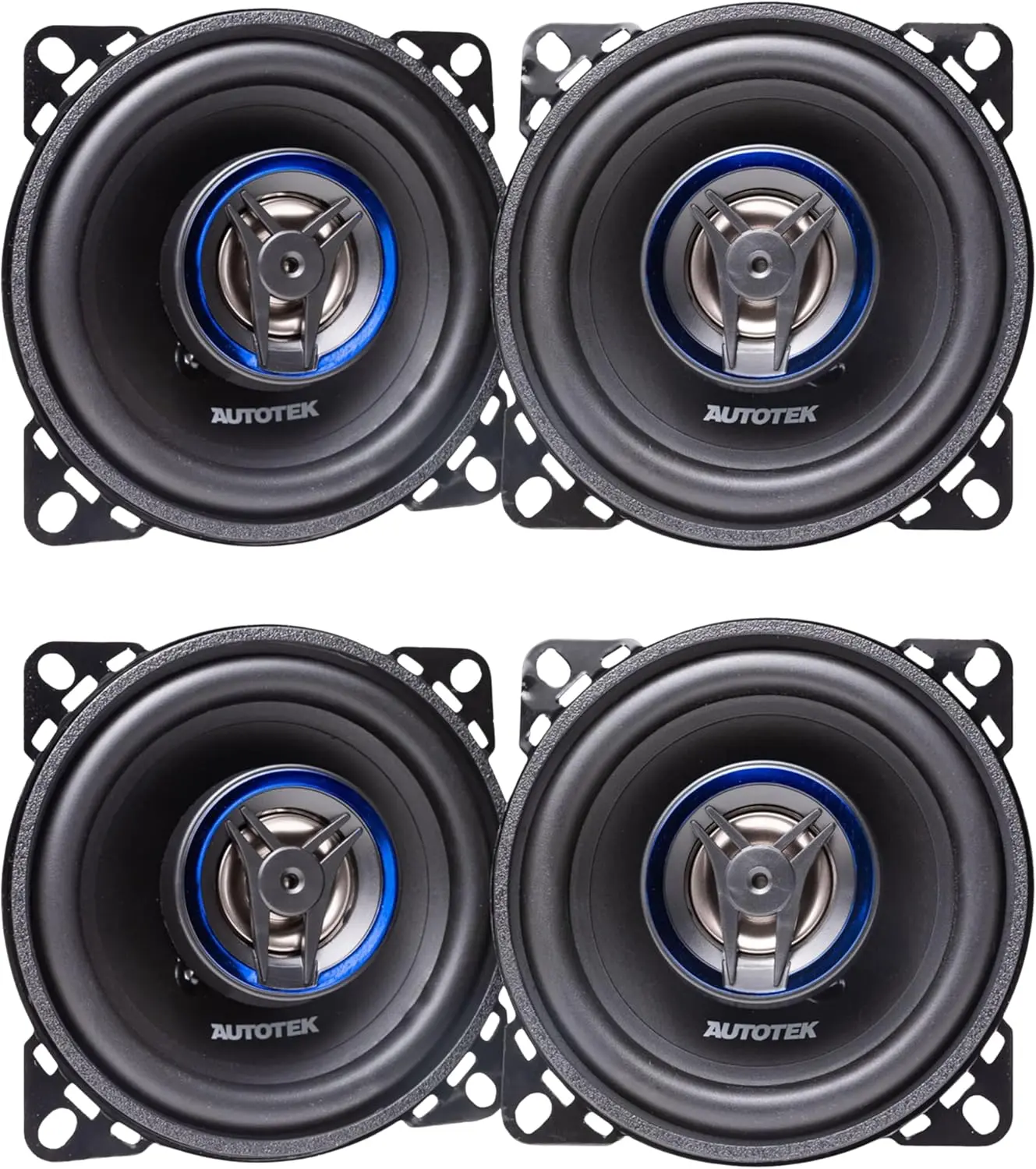 Autotek Street Machine 200W 4 Inch 2 Way Car Audio Coaxial Speakers with Neo Mylar Soft Dome Tweeters for Crystal Clear Sound, Pair