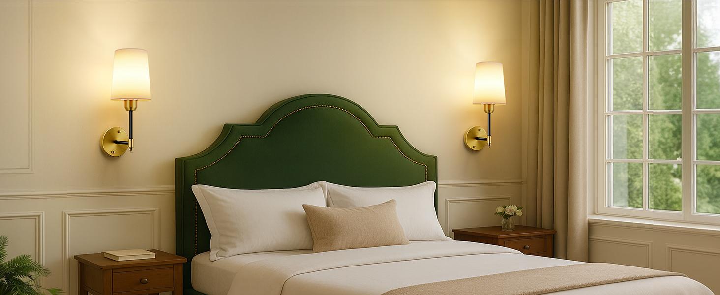 【Christmas Gift】Mid-Century Modern Battery Operated Wall Sconces Set of 2 Black Gold Wireless Lights with Rechargeable Magnetic Bulbs Remote Dimmable 15 RGB Colors for Bedroom Living Room Hallway Decor