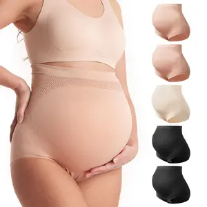 Momcozy Women's Maternity High Waist Underwear Pregnancy Seamless Soft Belly Support Panties Over Bump 3 Pack