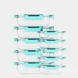 10-Pack Glass Meal Prep Containers,Glass Food Storage Containers,Airtight lunch Containers with Lids, Microwave, Oven, Freezer and Dishwasher ware plastic nontoxic salad Set  berry fruit vegetable fresh longer storage box Glass Storage Containers Bowls