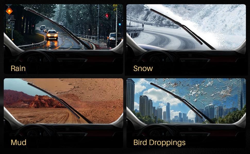 DOG TAIL AdaptBeam Neoprene Wiper Blades 2025 New-Gen Self-Adjusting Perfect Fit Tech 7 Connectors 3X Longer Life Windshield Wipers Silent & Streak-Free OEM Fit Car Parts car gifts