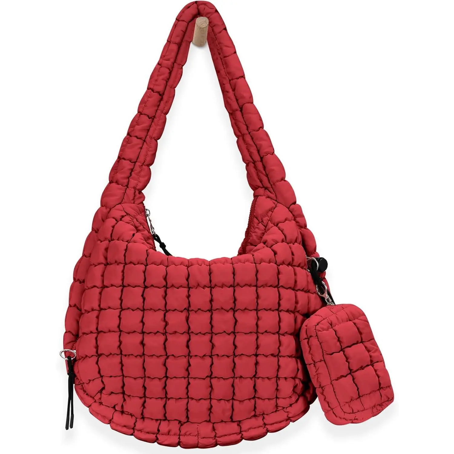 Women's Quilted Puffer Tote Bag - Luxe Quilted Handbag with Quilted Texture, Large Puffy Bag Style Carryall for Daily Carry, Adjustable Crossbody Strap for Hands-Free Use, Quilted Handbag Women's Tote Bags