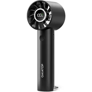 Gaiatop Portable Mini Fan, 3 Speed Handheld Fans with Power Display Flashlight, USB Rechargeable Battery, Lightweight Personal Cooling for Women Men Indoor Outdoor Travel Black