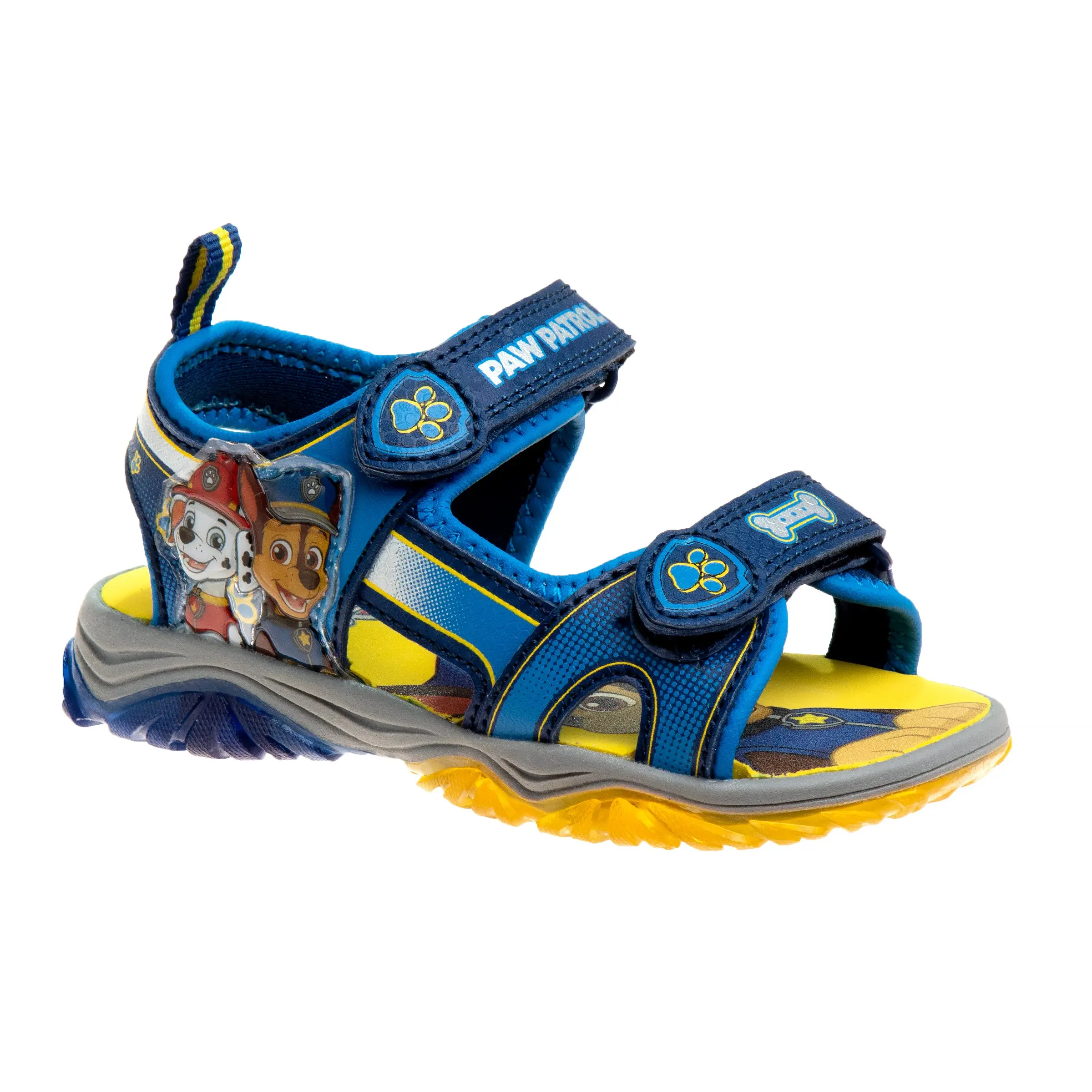 Josmo Toddler Boys' Paw Patrol Light-Up Beach Sandals, Synthetic Sport Water Shoes with Character Prints and Adjustable Hook-Loop Strap, Beach Sandal, Toddler Sandles, Colorful Strap Sandals