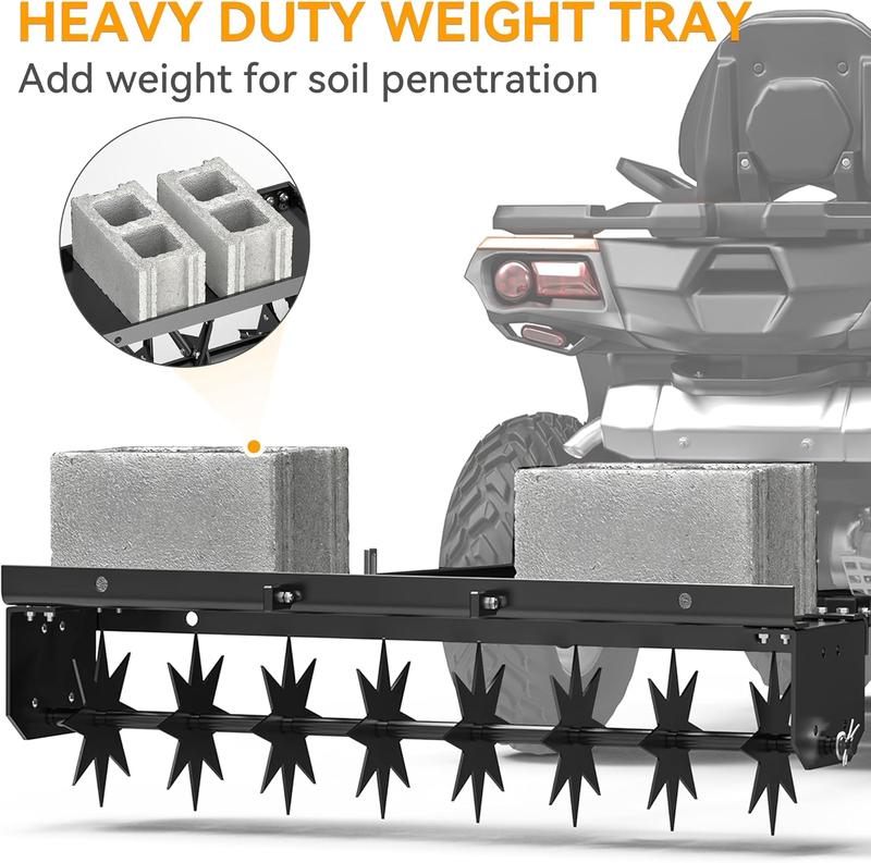 OEDRO 32" Lawn Aerator Tow Behind with Universal Hitch for Spike Aerator Black Efficient Lawn Care Solution