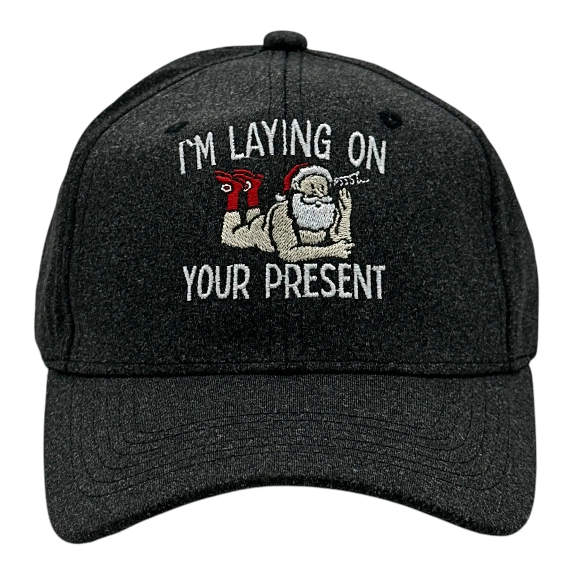 Im Laying On Your Present Hat Funny Sarcastic Christmas Sexy Santa Graphic Novelty Cap Funny Hats Christmas  Funny Adult Humor  Novelty Caps for Men Black - Standard