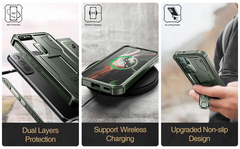 Dexnor for Samsung Galaxy S22 Plus Case, [Built in Screen Protector and Kickstand] Heavy Duty Military Grade Protection Shockproof Protective Cover for Samsung Galaxy S22 Plus 5G