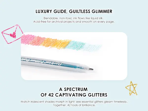 [Upgraded] Grabie Glitter Gel Ink Pens Set of 42 with more ink capacity, Back to School, Class Reward Gift Idea