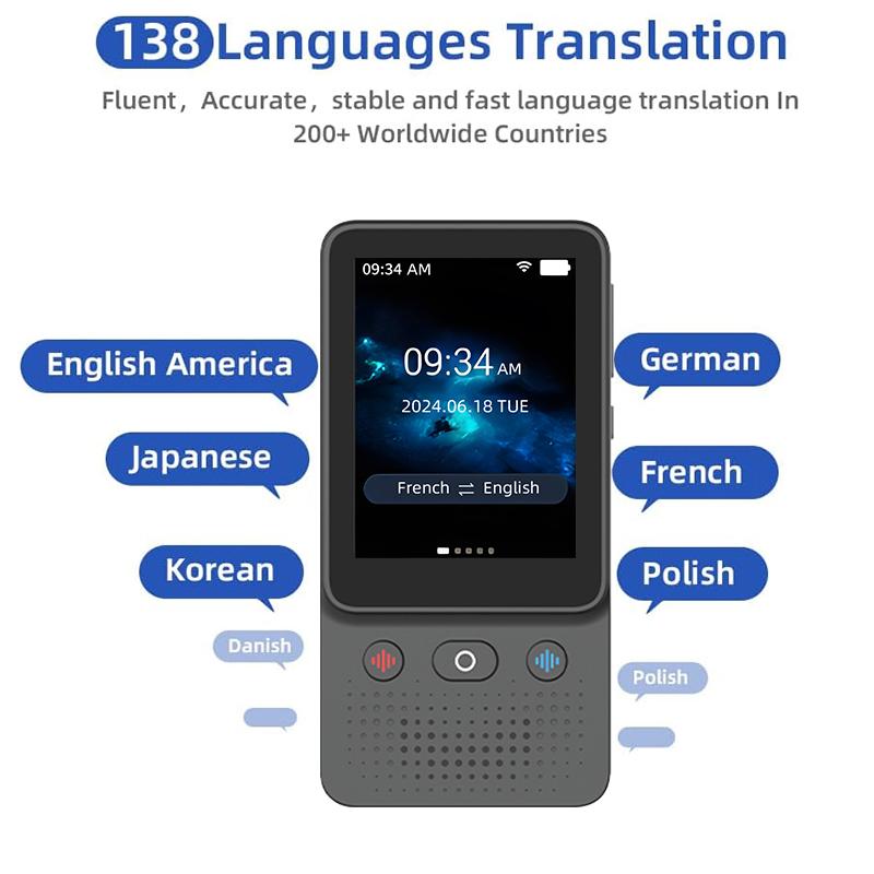 2026 Newest Portable Al Language Translator Device | No Additional Charges | Translation Does Not Require a Signal Source | Translate 138 Languages with WiFi | Translation Multi-Language Touchscreen Translator