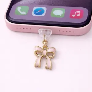 Dust Plug Charm for Devices-Kindle-iPhone-USB C-Pink Bow