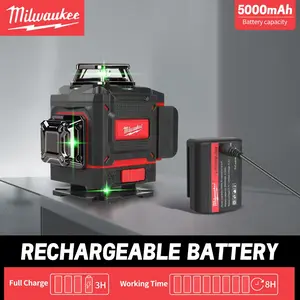 Milwaukee 4D 16 Lines Green Beam 360° Self-leveling Laser Level Cordless Brushless Impact Rechargeable Infrared Night Vision Binoculars Professional Tool