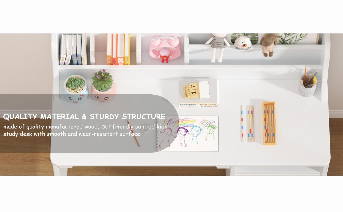 【GARVEE】Study Desk and Chair Set with Hutch and Storage Cabinet, Wooden Table for Students Aged 3-12, Ideal for Bedroom and Study Room, Functional Writing Desk and Computer Workstation 【GARVEE】Study Desk and Chair Set with Hutch and Storage Cabinet, Wooden Table for Students Aged 3-12, Ideal for Bedroom and Study Room, Functional Writing Desk and Computer Workstation