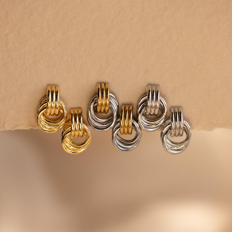 Mini Triple Knot Earrings by Caitlyn Minimalist - Chunky Gold Statement Earrings - Clean Girl Jewelry - Gift for Her