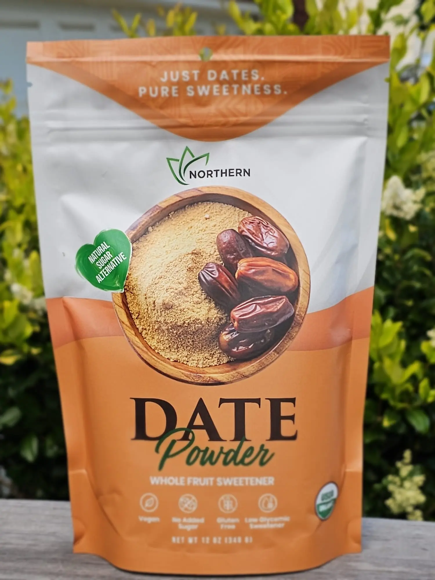 Northern Foods & Spices All-Natural Cold-Processed Date Powder Sugar-Free Sweetener - Vitamin-Rich, High-Fiber, Rich Flavor, 12oz Powder Sugars & Sweeteners, Date Sugar Raw Organic