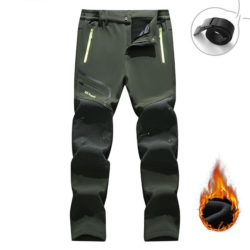Men's Winter Fleece Lined Warm Pants Outdoor Hiking Durable Plush Spliced Design Multi-pocket Thermal Trousers with Adjustable Waist Men's Winter Fleece Lined Warm Pants Outdoor Hiking Durable Plush Spliced Design Multi-pocket Thermal Trousers with Adjustable Waist