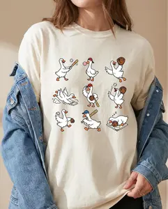 Silly Goose Baseball Shirt, Funny Goose Playing Sports Tee, Gift for Dad, Sport Mom Crewneck, Gift For Her