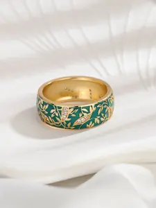 Women Gold Ring with Leaf Decor Jewellery