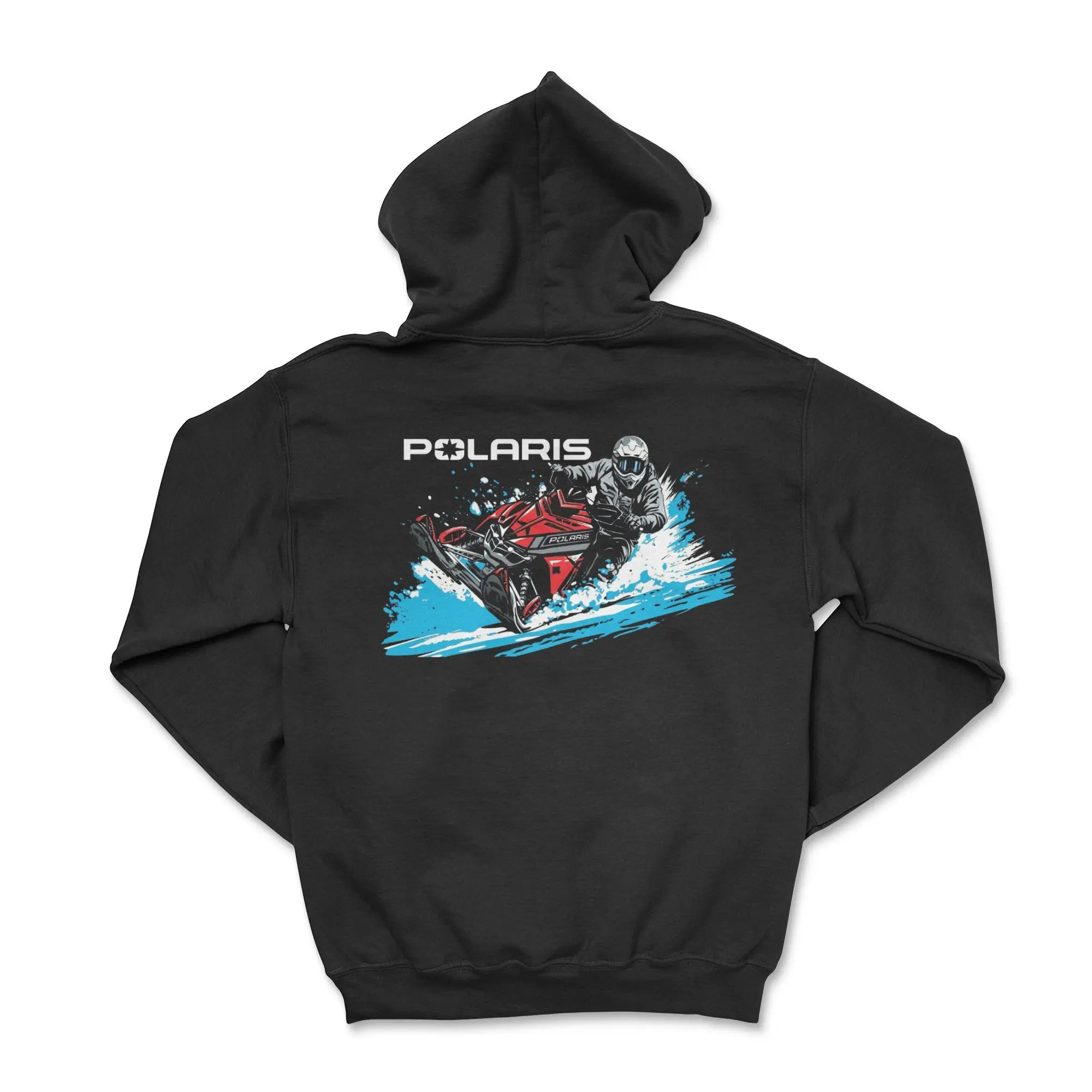 Women's Polaris Snowmobile Classic Black Zip-Up Hoodie, Cotton Stretch Clothes with Badge, Outdoor Apparel, Pocket