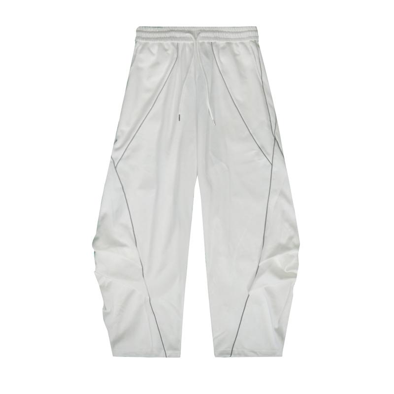 Flooo Loose Wide Leg Striped Track Pants Women's Casual Streetwear Joggers with Elastic Waistband & Side Pockets for Comfort Sporty Look