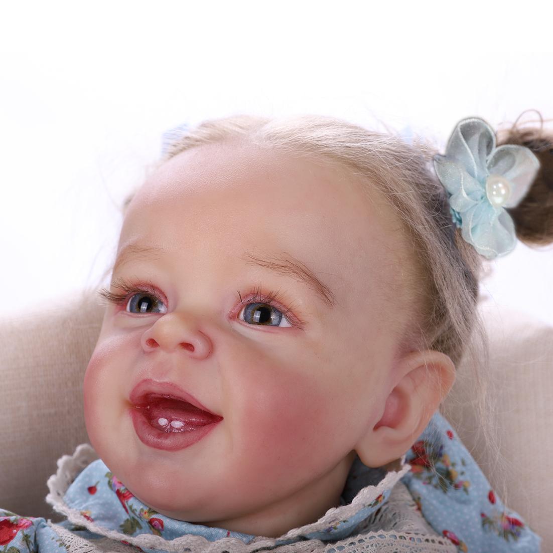 22 inches 55 cm Silicone Doll Girl Princess with Cute Face Lifelike Reborn Doll Artist Hand Painted Realistic Revived Baby Doll for Collection Festival Birthday Halloween Perfect Christmas Gift for Children Over 3 Years Old